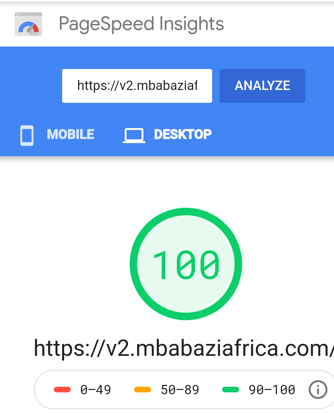 100 Score on Google Pagespeed Insights Test