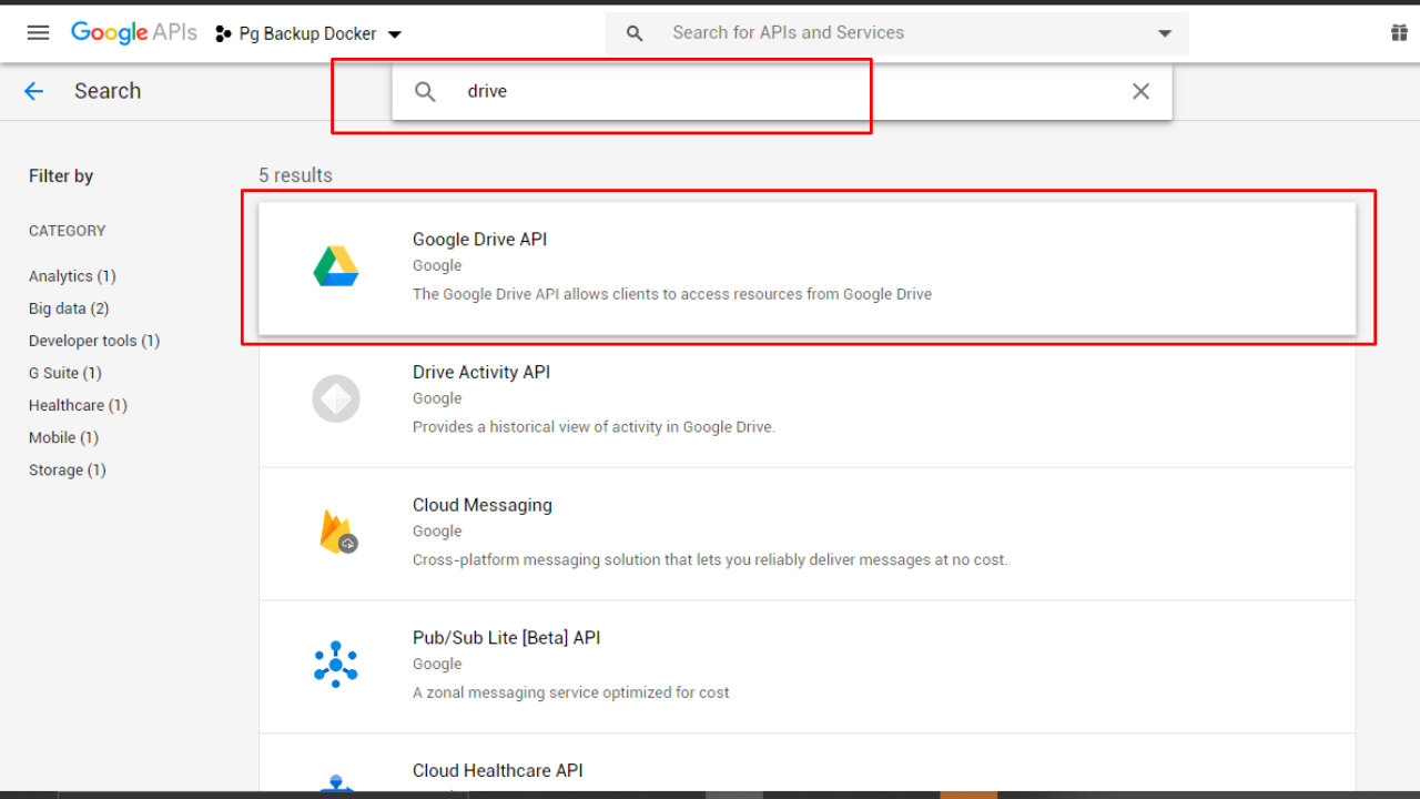 Backup postgres databse to Google