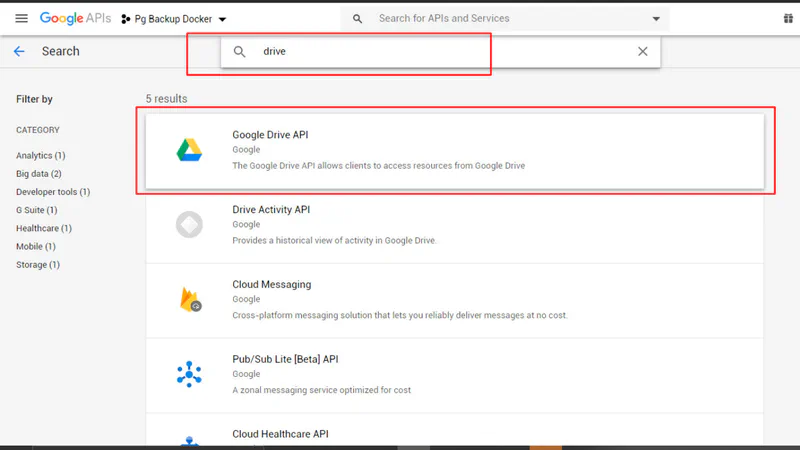 Backup postgres databse to Google