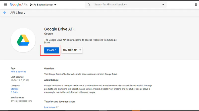 Backup postgres databse to Google