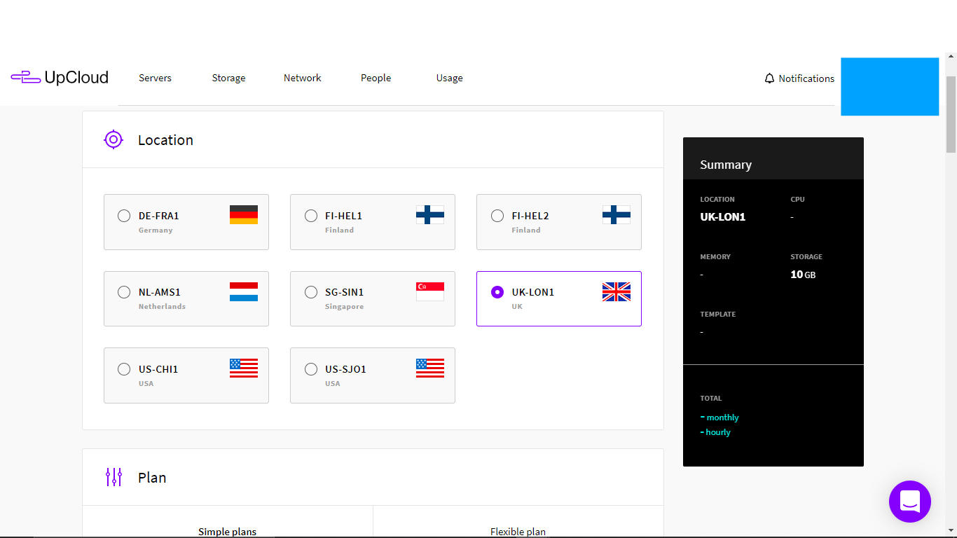 Select Upcloud Location