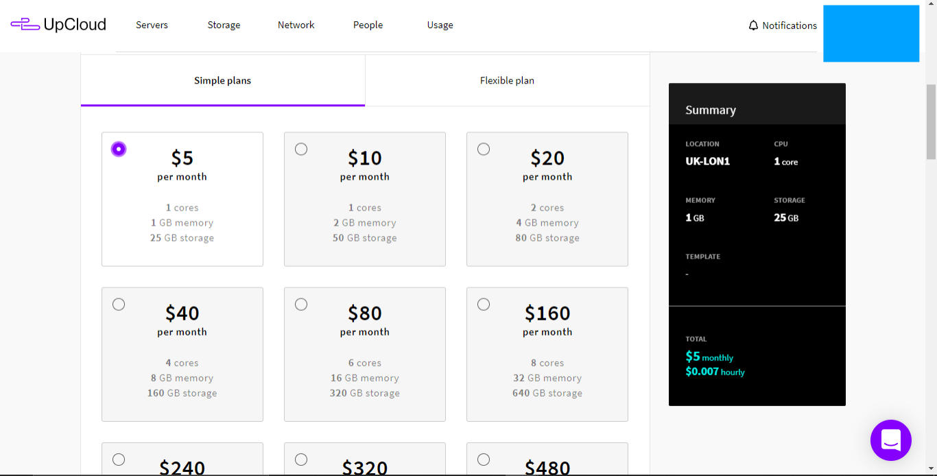 Select Upcloud Plan
