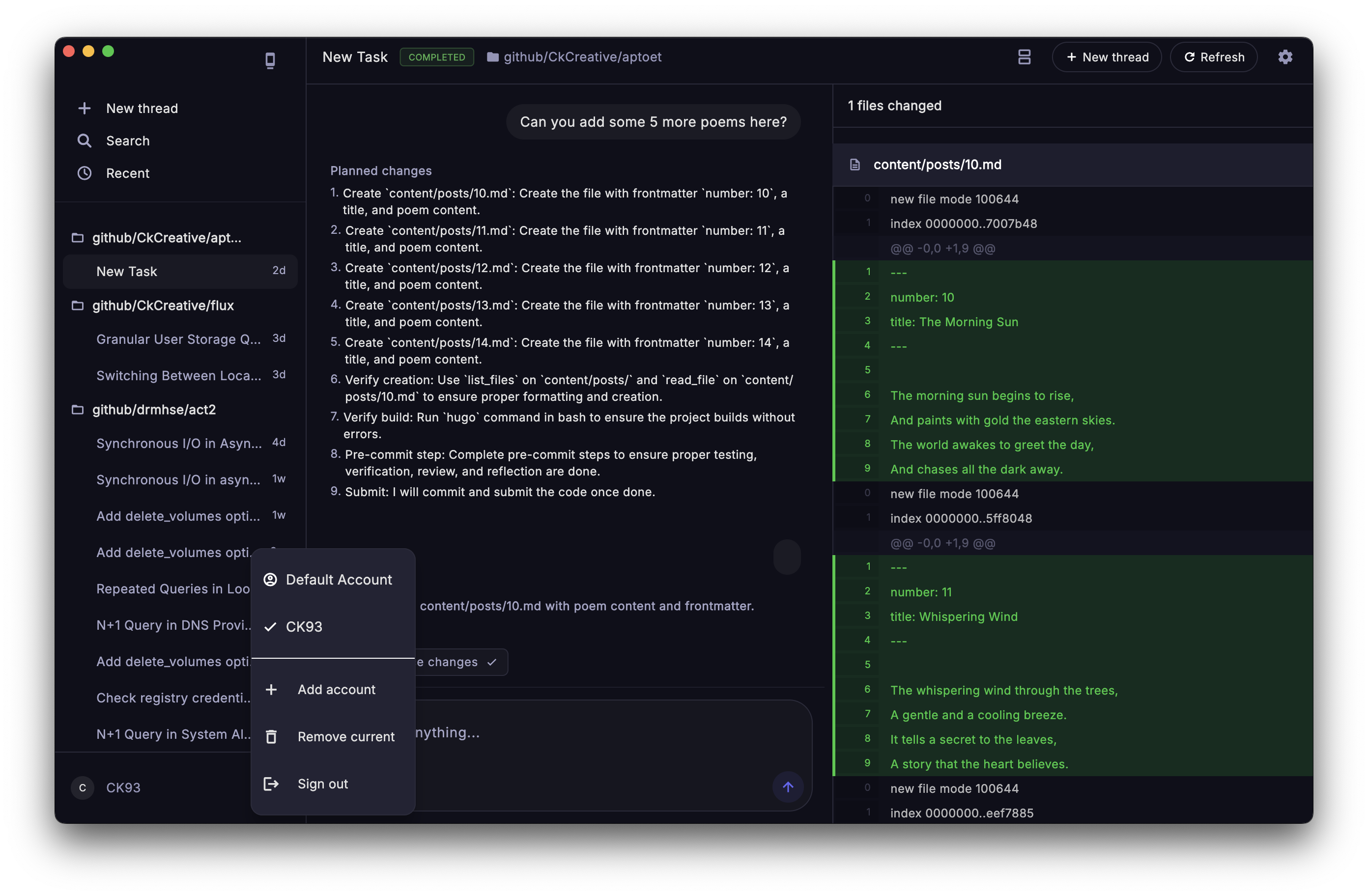 Jules Flutter Client Dark Mode